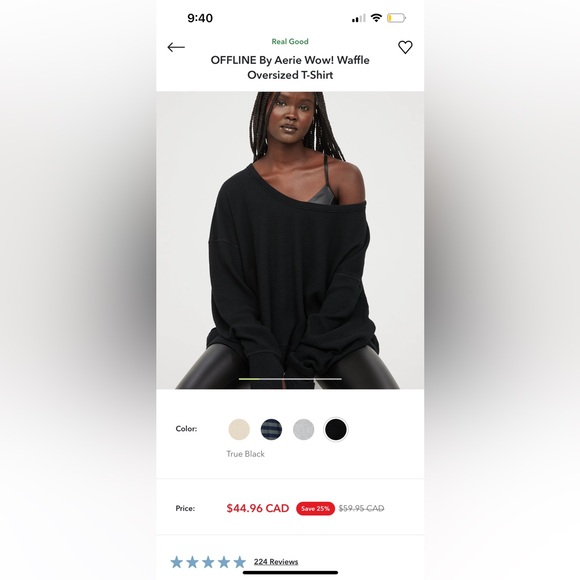 NWOT Oversized Aerie Offline XL shirt - Picture 5 of 5